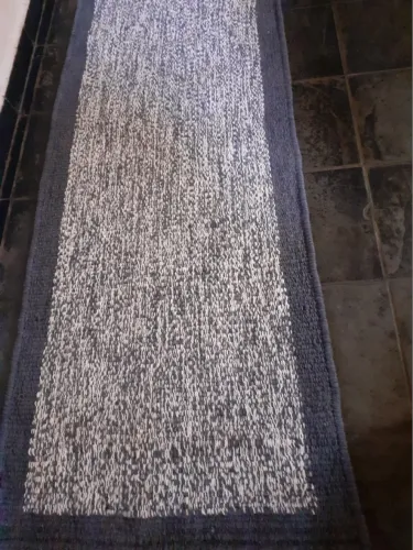 passadeira tapete borda tons cinzas 0,80 x 2,50