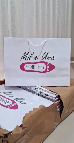 Sacola de Papel Branco Brilhante