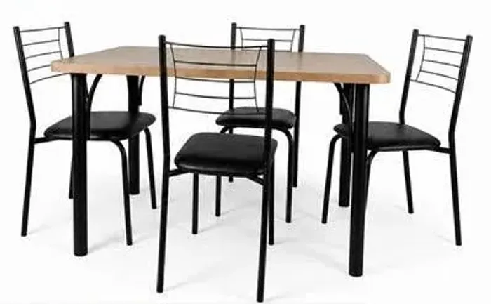 Mesa de jantar 4 cadeiras estofadas tampo na cor freijo a pronta entrega esquenta black