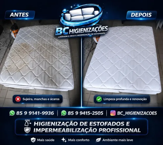 Higienização e lavagem a seco de estofados.