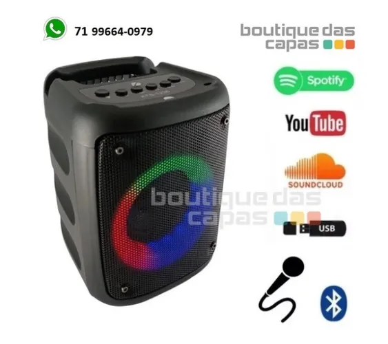 Nova Caixa De Som Bluetooth Potente Led C/ Suporte 10W - Kts1236