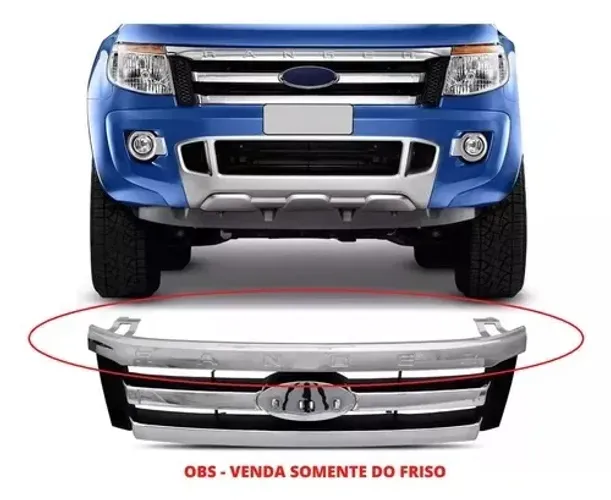 Friso Cromado Grade Dianteira Ford Ranger 2013 2014 2015