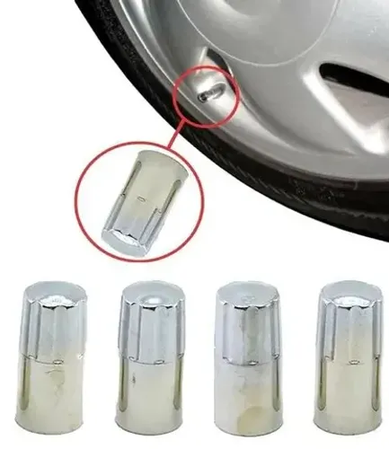 Kit com 4 Tampas de Válvulas de Plástico Cromadas para Bicos de rodas automotivas_Aceito C