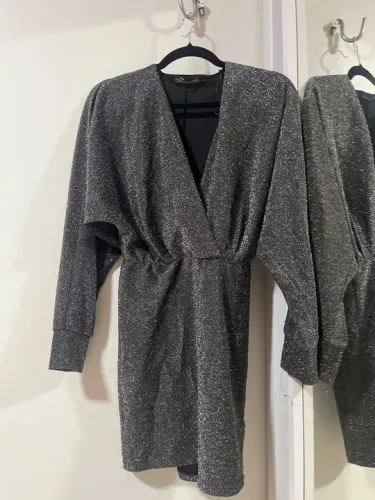 Vestido curto lurex brilhante para Festa
