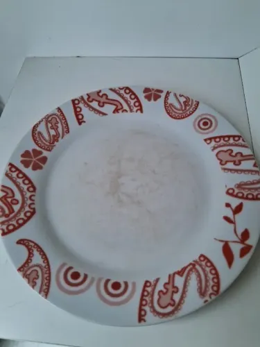 Prato de sobremesa detalhe em vermelho - diam - 19cm - Vintage