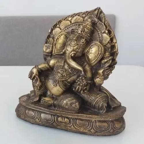 NOVA | Estátua Escultura Ganesha 18cm Decoração Espiritual