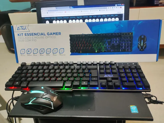 Kit Gamer Teclado e Mouse ATEX RGB