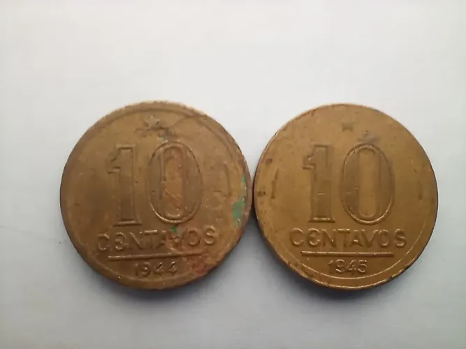 6 moedas de 10 centavos