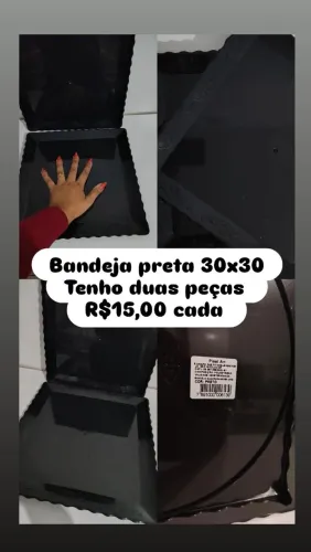 Bandeja quadrada de acrílico preta