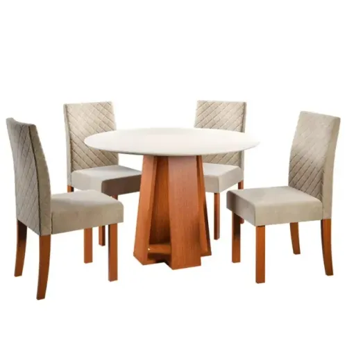 Mesa De Jantar Redonda Com 4 Cadeiras