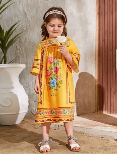 Vestido Infantil Floral Amarelo