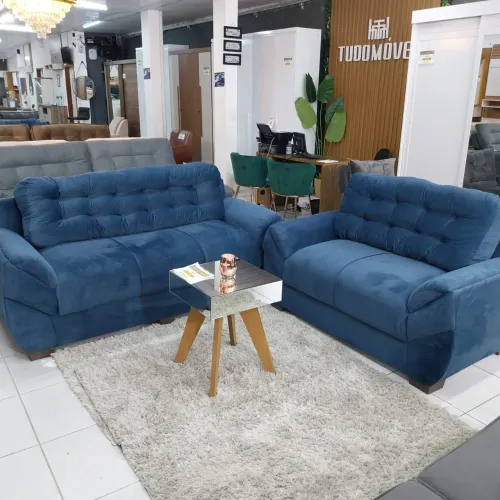 CONJUNTO DE SOFÁ 2 E 3 LUGARES COM BRAÇOS ACOLCHOADOS