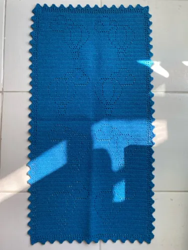 Tapete de Crochê Azul 