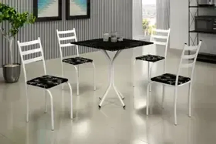 Conjunto Mesa Com 4 Cadeiras Marabá 68x68cm Tampo MDP Teixeira - Entrega Rápida!
