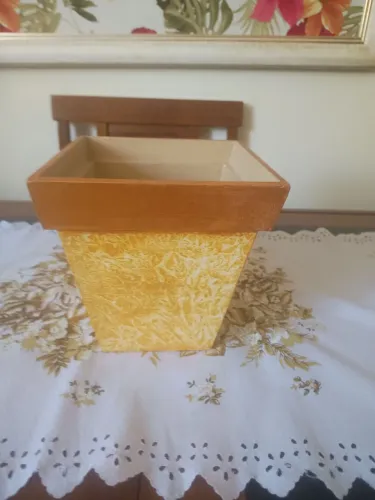 Vaso Decorativo Amarelo Artesanal
