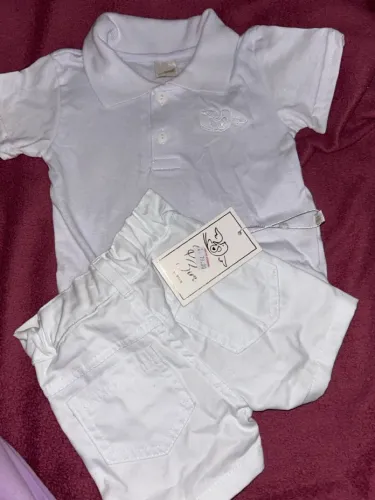Conjunto Infantil Branco - Polo e Bermuda