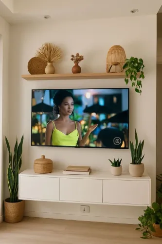 Rack suspenso com painel para TV