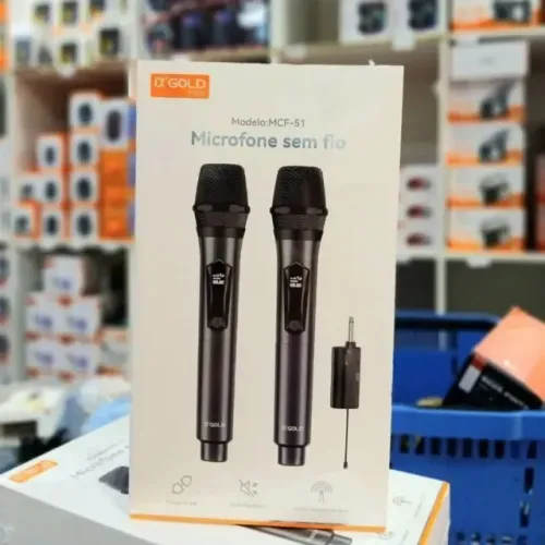 Microfones Dinâmico Duplo com Receptor Sem Fio Para Karaokê Palestra Igreja Profissional