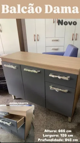 Balcão Dama Avena/Grafito - Novo! Frete Grátis!!