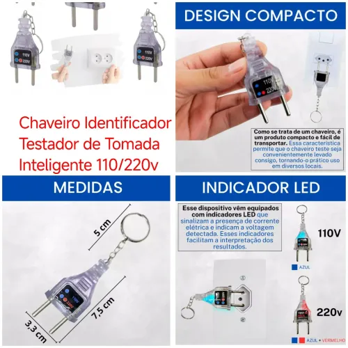 Chaveiro Testador de Voltagem 110/220v