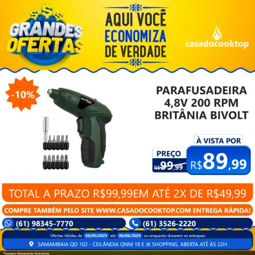 Parafusadeira 4,8V 200 Rpm Britânia Bivolt