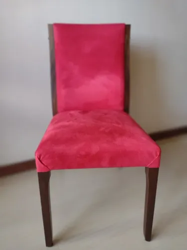 Conjunto 4 cadeiras de jantar em suede vermelho