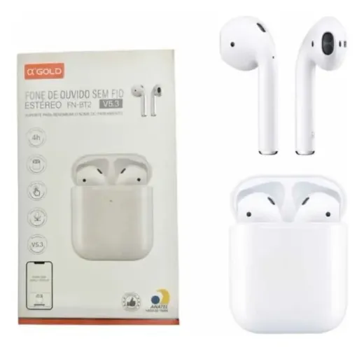 Fone De Ouvido Sem Fio Bluetooth Tws Fn-bt2 Ate 4h Bateria Novo Loja Coimbra Computadores