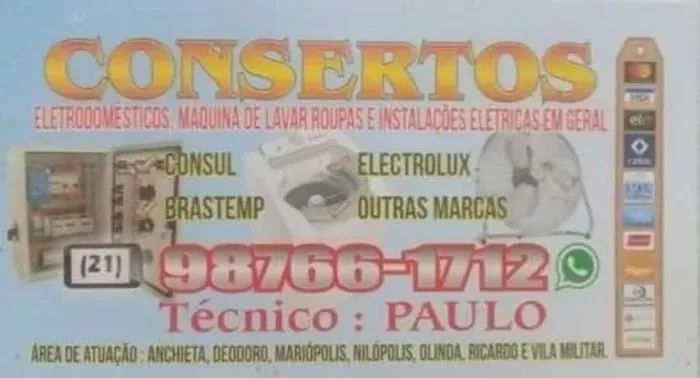 Consertos em máquinas de lavar e certos eletrodomesticos.