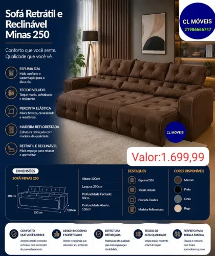 Sofáres retrátil e reclinável 