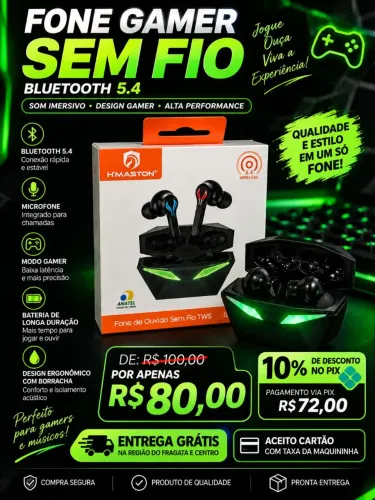 Fone de ouvido gamer sem fio