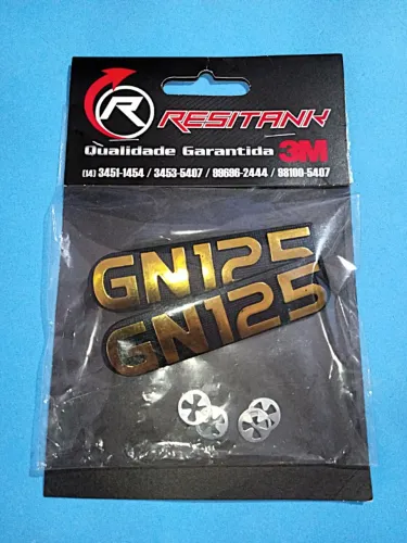 Par de emblemas laterais da Suzuki GN125 dourado original NOVO