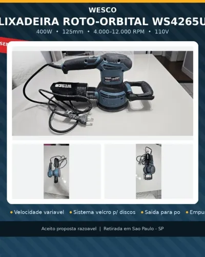 Lixadeira Roto-Orbital WESCO WS4265U 400W