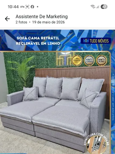 LINDO SOFÁ-CAMA RETRÁTIL RECLINÁVEL EM LINHO
