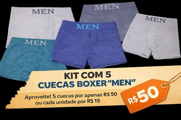Kit 5 Cuecas Boxer Masculina P/M Novas Lacradas