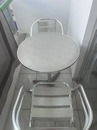 Mesa com 4 cadeiras em aço INOX - SEMINOVA