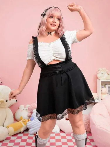 Saia preta Jirai kei j-fashion kawaii lolita tamanho M