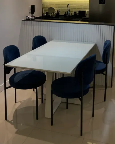 Mesa jantar 4 lugares MDF base de vidro