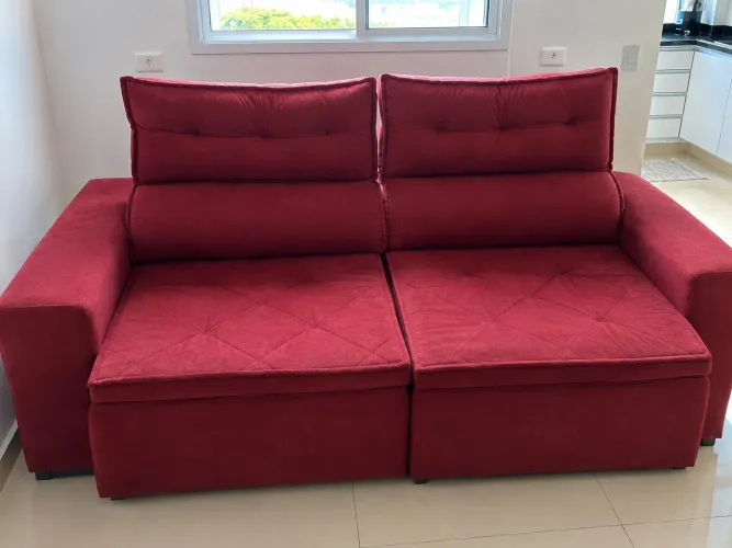 Sofá 2 Lugares Vermelho Bordô - Confortável e Espaçoso