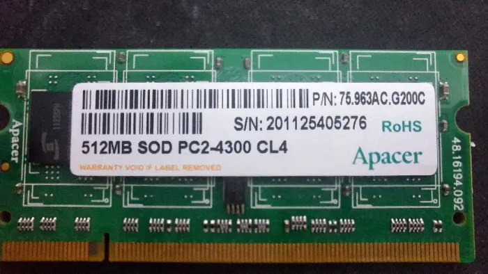 Memória RAM Notebook Apacer 512MB DDR2 533MHz (PC2-4300) SODIMM