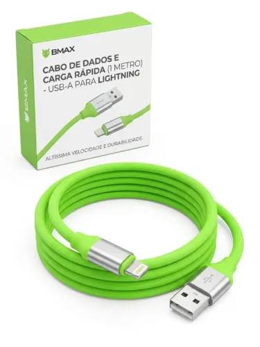 Cabo de Dados e Carga Rápida USB-A para Lightning BMAX (1 Metro)