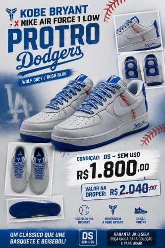 Air force ! Kobe Bryant x Nike Air Force 1 Low Protro Dodgers Wolf Grey Rush Blue