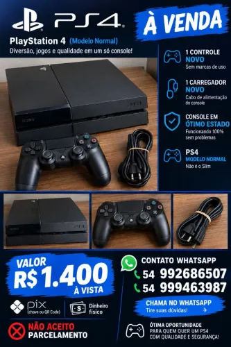 Vendo Playstation 4 com pouco tempo de uso