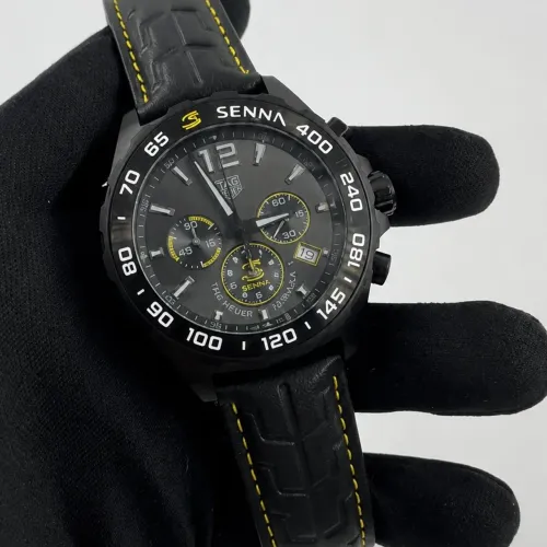 Relógio tag heuer Senna pulseira de couro preto 