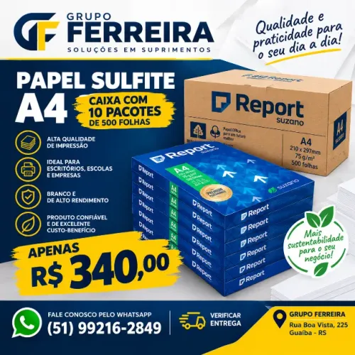 Folha Sulfite A4 - 10 pacotes com 500 folhas cada