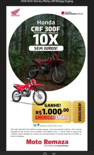 Honda CRF 300F 0Km, ano 26/27
