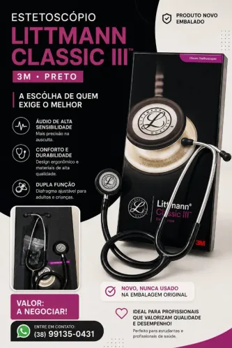 Estetoscópio Littmann Classic III Preto
