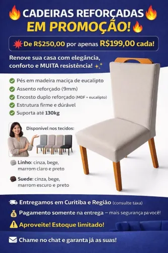 Cadeiras jantar almofadada no linho e espuma d28