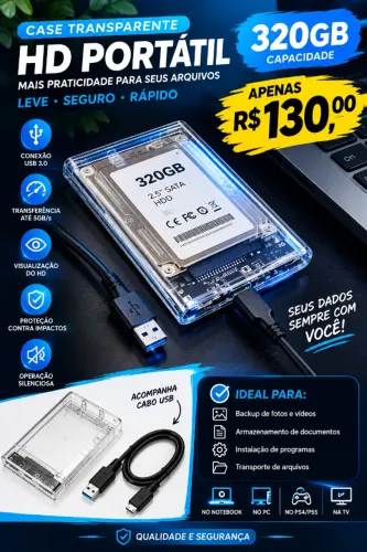 HD PORTATIL USB 320GB NOVO