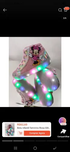 Tênis menina infantil com led