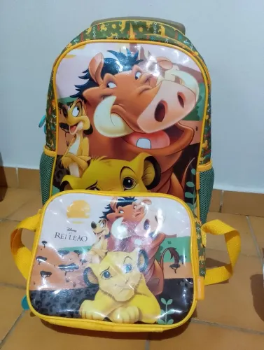 Kit Escolar Rei Leão Disney - Mochila de Rodinhas + Lancheira Térmica (Ótimo Estado)